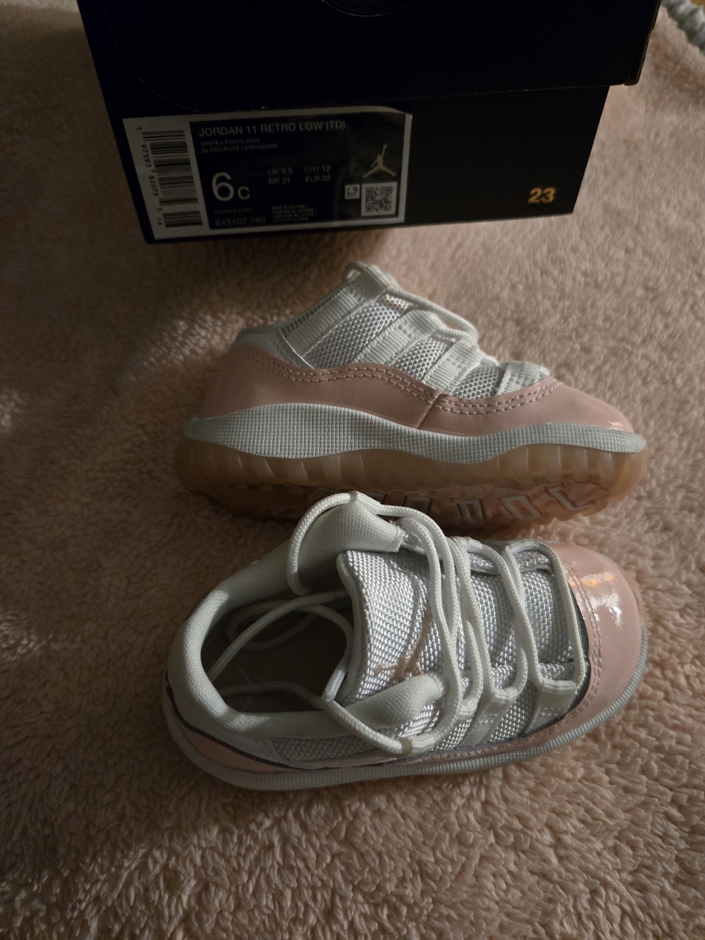 Air Jordan Kids' Pink and White Retro Low Shoes
